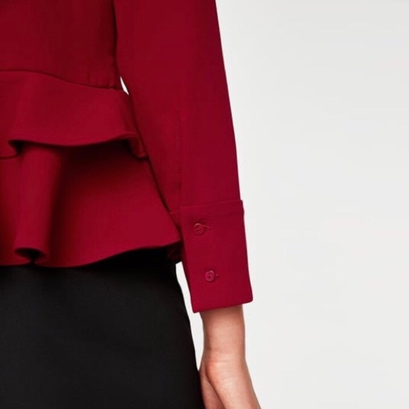 Zara ruffle peplum red top - Picture 5 of 11